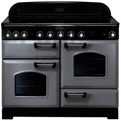 Rangemaster Classic Deluxe 110cm Electric Induction 100670 Range Cooker in Royal Pearl with Chrome Trim and Induction Hob Rangemaster Classic Deluxe 110cm Electric Induction 100670 Range Cooker in Royal Pearl with Chrome Trim and Induction Hob